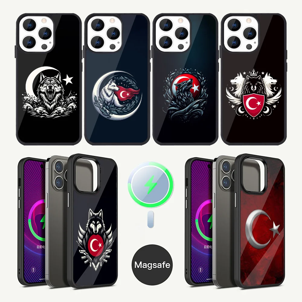 Turk Wolf Turkey Flag Phone Case For iPhone 16,15,14,13,12,11,Plus,Pro,Max Mini Magsafe Magnetic Wireless Charging