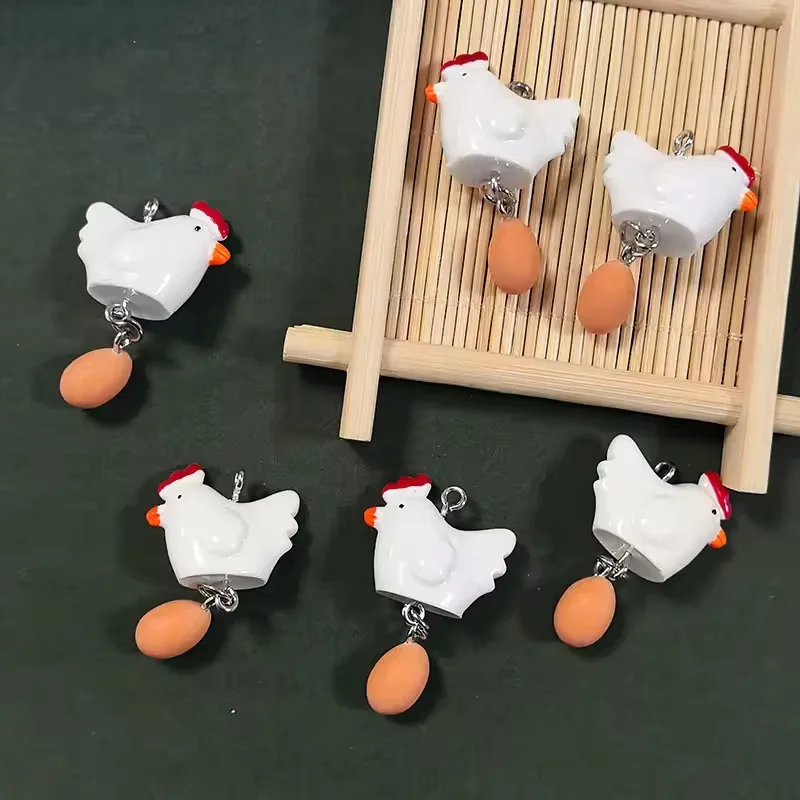 

10pcs Fashion Hen Egg Resin Charms for Women Earring Necklace Keychain DIY Jewelry Accessory