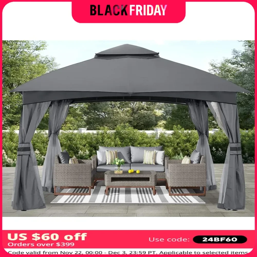 

Garden Canopy Sunshade 10x12 Outdoor Gazebo - Patio Gazebo With Mosquito Netting Roof Top Tent Backyard & Deck Camping Tent