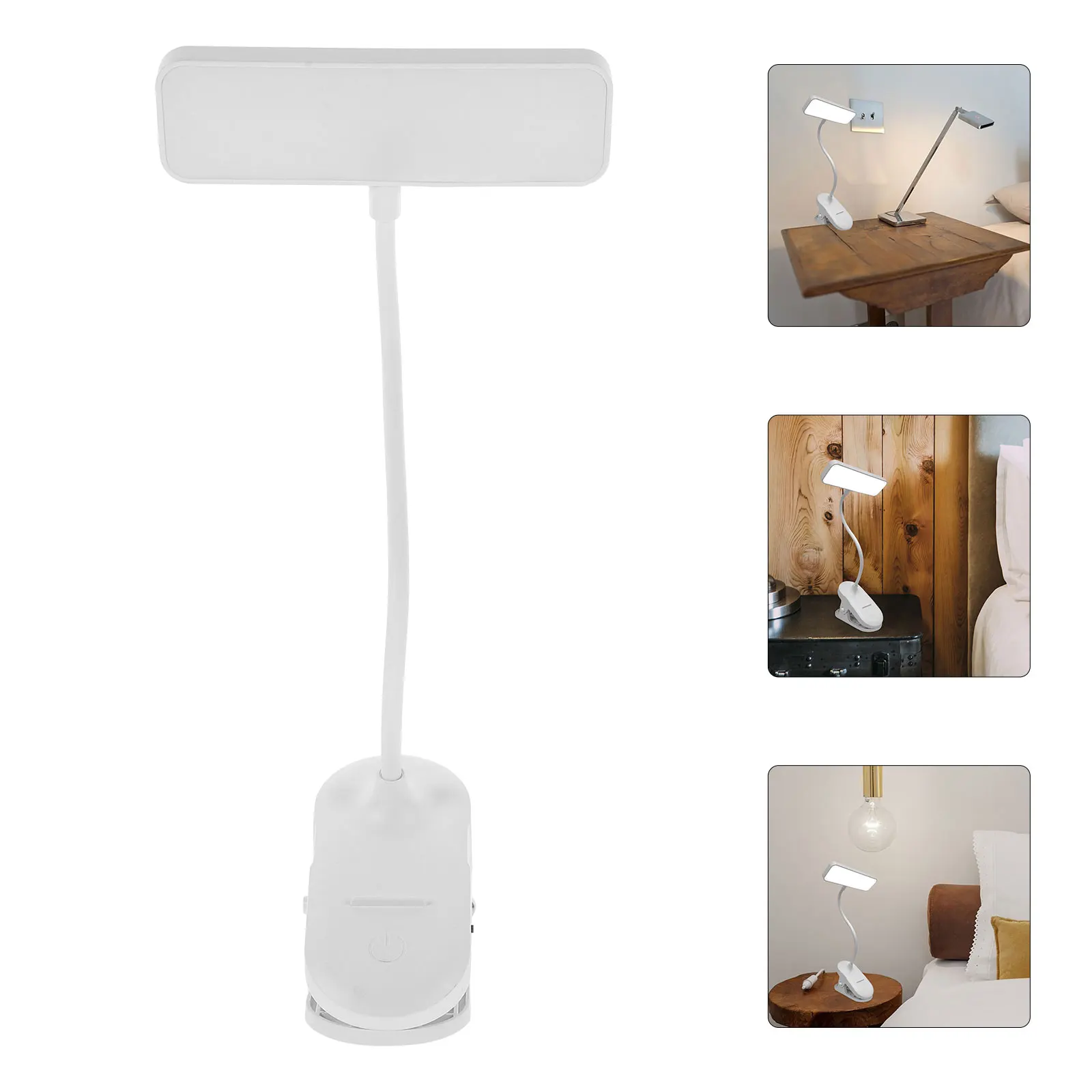 

Adjustable Brightness Rechargeable Led Clip-On Desk Lamp Bedside Reading Light 3 Brightness Levels Portable Table Light For