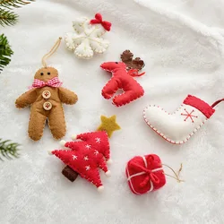 Christmas Tree Snowflake Gift Decoration Pendant Wool Felt Gingerbread Handmade DIY Accessories Christmas New Year Decoration