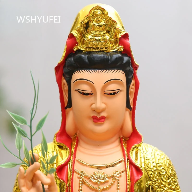 Resin Guanyin Buddha Statue Ornaments Feng Shui Buddhist Hall and Buddhist Utensils Household Sacrificial Supplies Resin Crafts