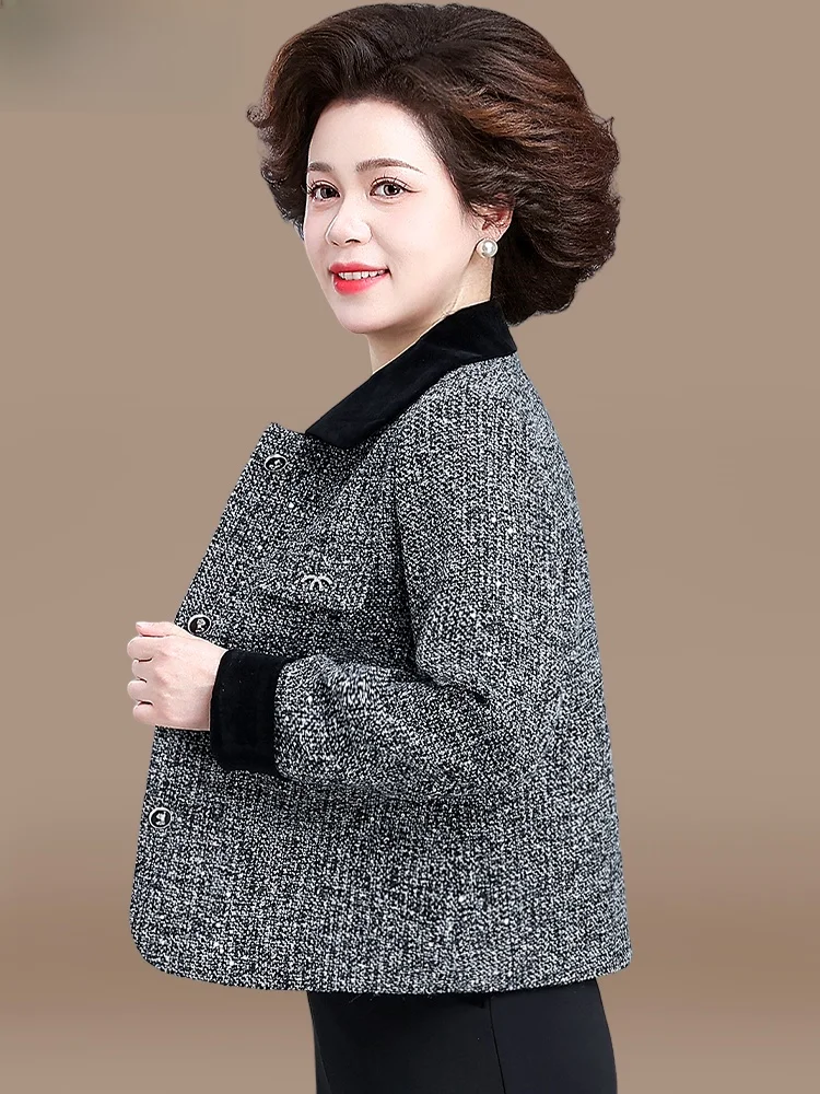 

Ele Lady Spring Coat ort Mom Faionable Small Size Middle-Aged Women's Clothing Spring Autumn Top Polyester Fiber Open...