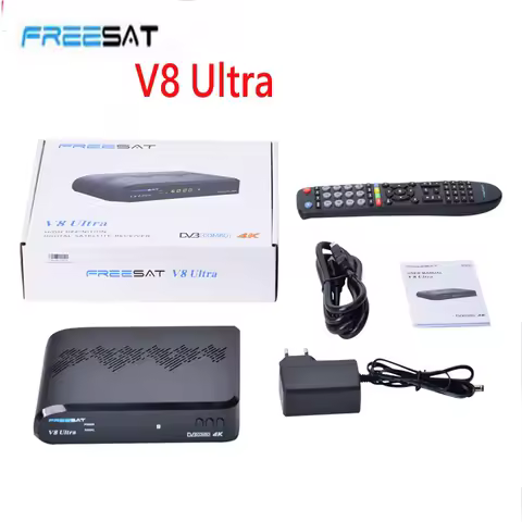 FREESAT V8 Ultra Satellite Receiver TV Box DVB-S/S2/S2X,DVB+T/T2,ISDB-T/Cable/ATSC-C 4k UHD 1080P Built-in WiFi Support CA Slot