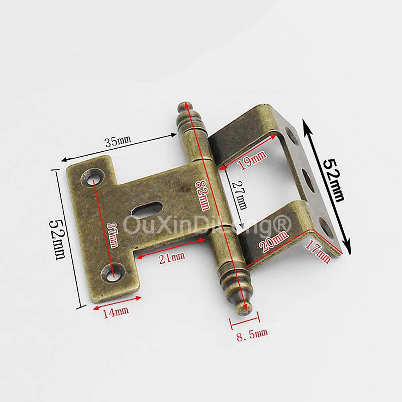 10PCS American Antique Furniture Hinges Cupboard Wardrobe Cabinet Door Crown Head Hinges Bronze Furniture Hinge Hardware GF1050