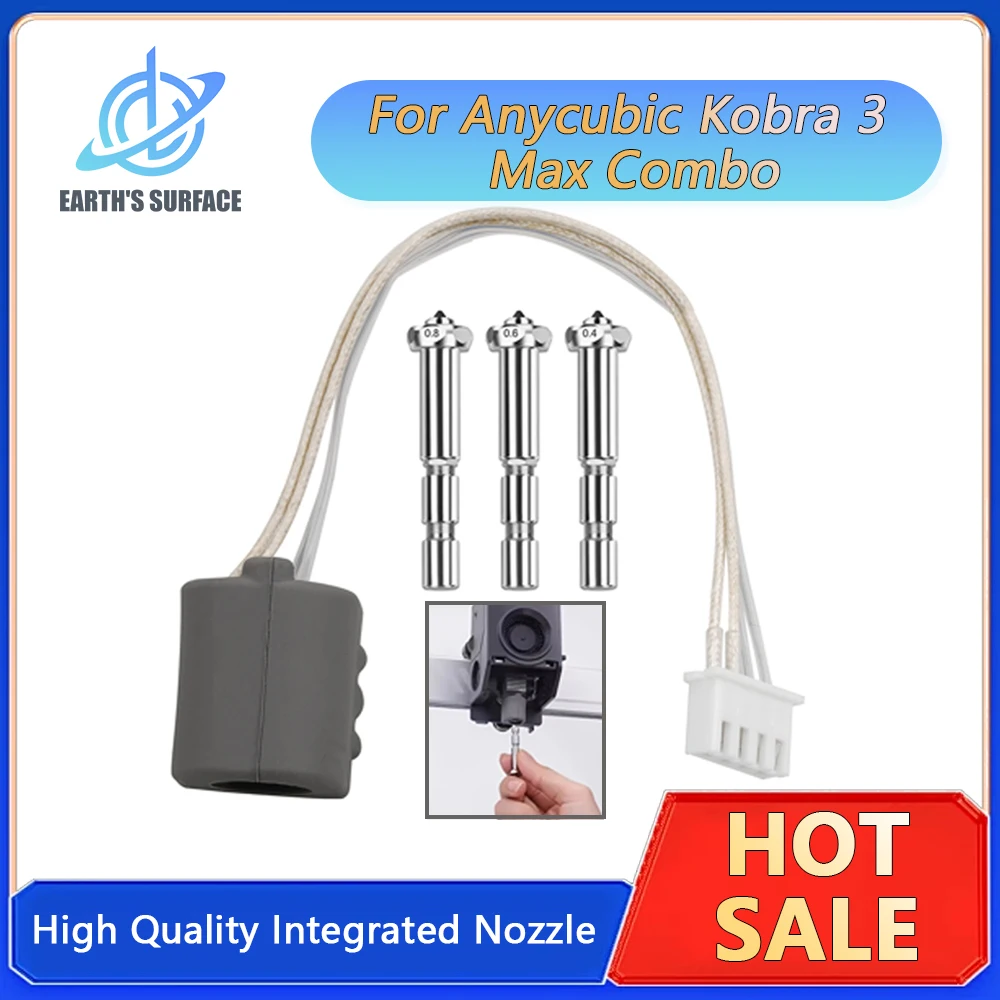 

Детали 3D-принтера для Anycubic Kobra 3 Max Hotend Kit 0,4 0,6 0,8 мм Сопло для Kobra 3 Max Combo Быстросменное сопло из закаленной стали