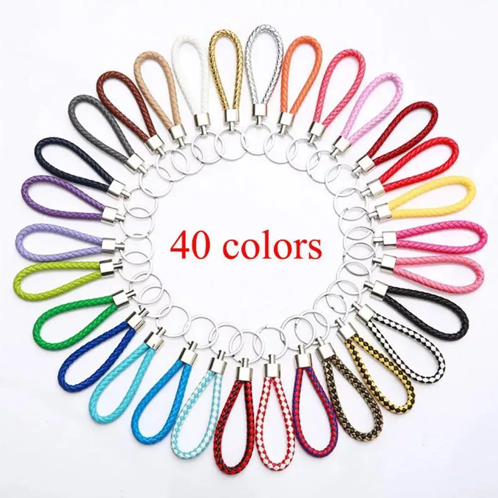 10-100PCS Wholesale PU Leather Braided Woven Rope Keychain DIY Bag Pendant Key Chain Key Car Trinket Keyring Women Gift Jewelry