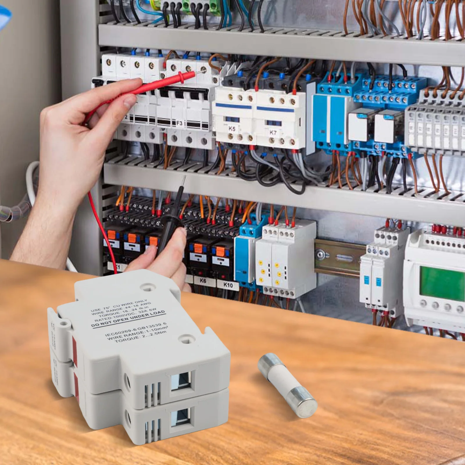 2 Pole Fuse Holder for 1000V DC For Solar Applications LED Indicator Works with 10x38mm Fuses for Enhanced Security