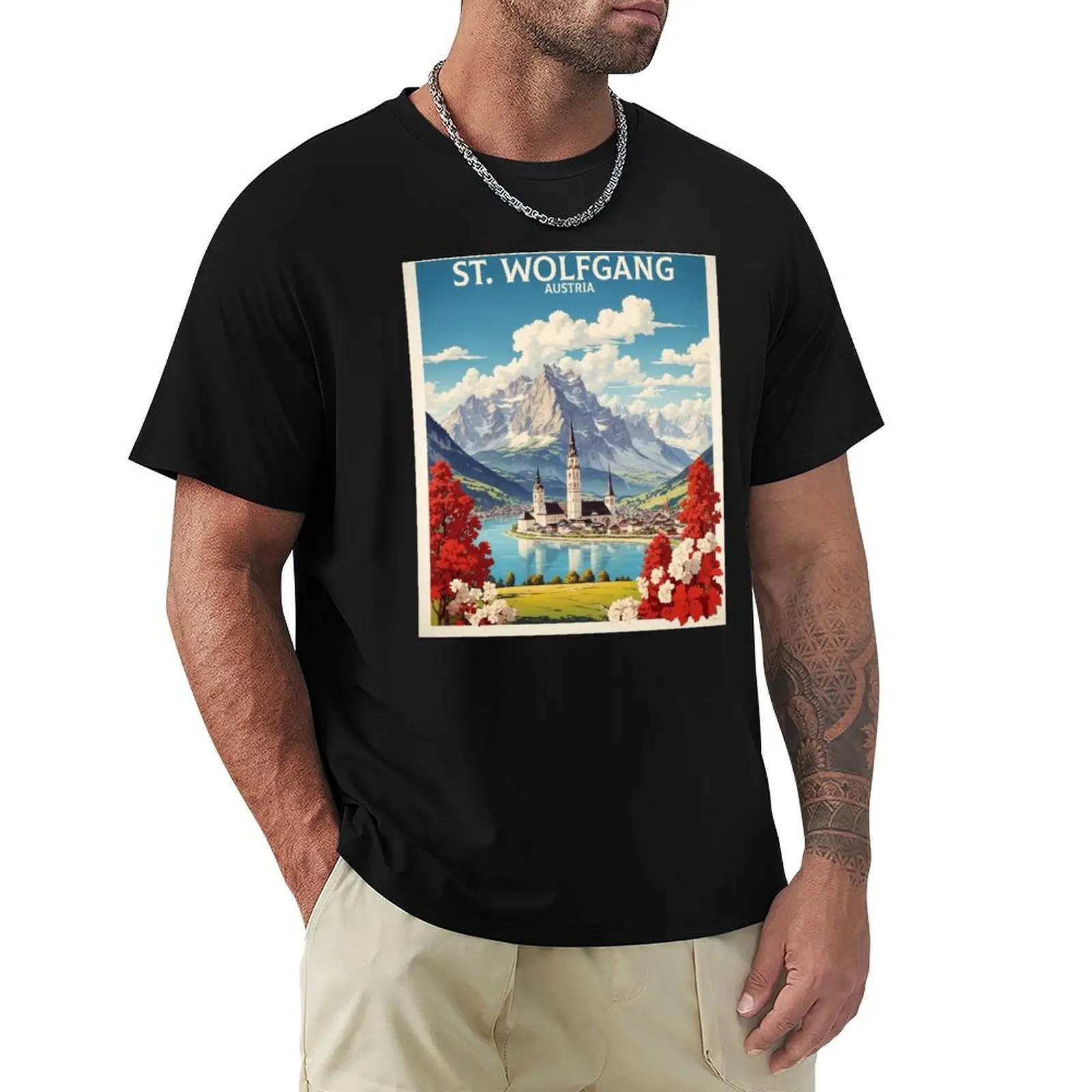 

Saint Wolfgang Austria Vintage Travel Tourism Poster T-Shirt Louboutins Blouse Men's t-shirt