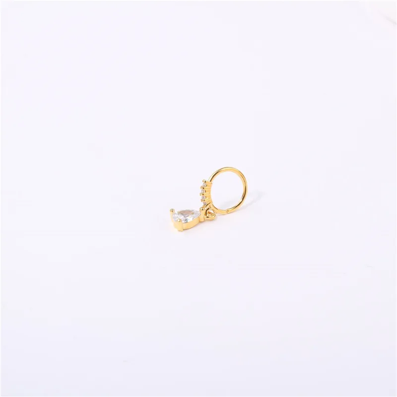 Pendant Nose Ring Hoop for Women CZ Drop Nose Rings Hoop 18K Gold Plated Nose Piercing Cartilage Earring Piercing