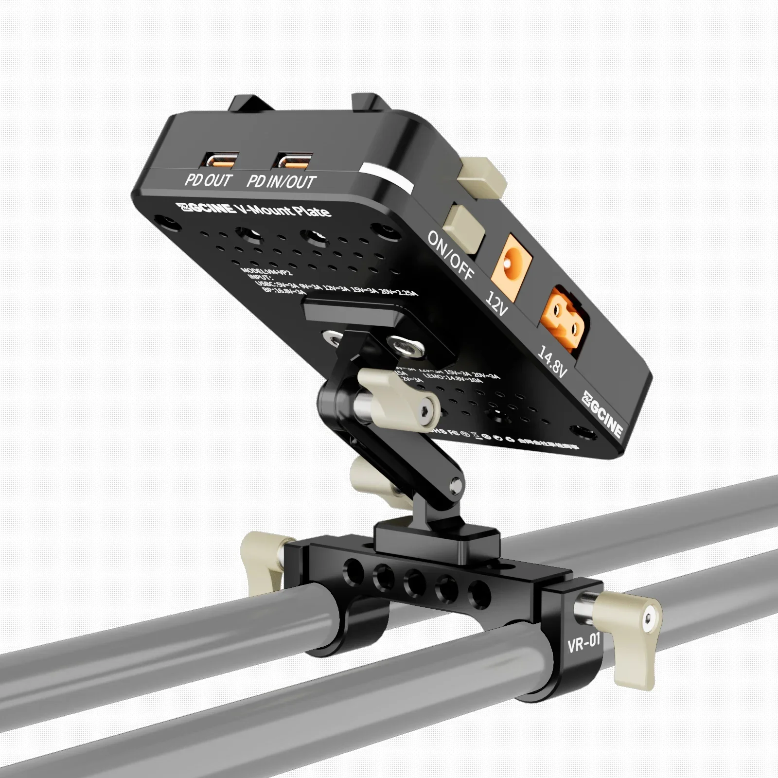 ZGCINE VP2 14.8V V Mount Plate PD With Adjustable Arm 15MM Rod Clamp Multifunction V Lock Battery Plate Adapter for DSLR Camera