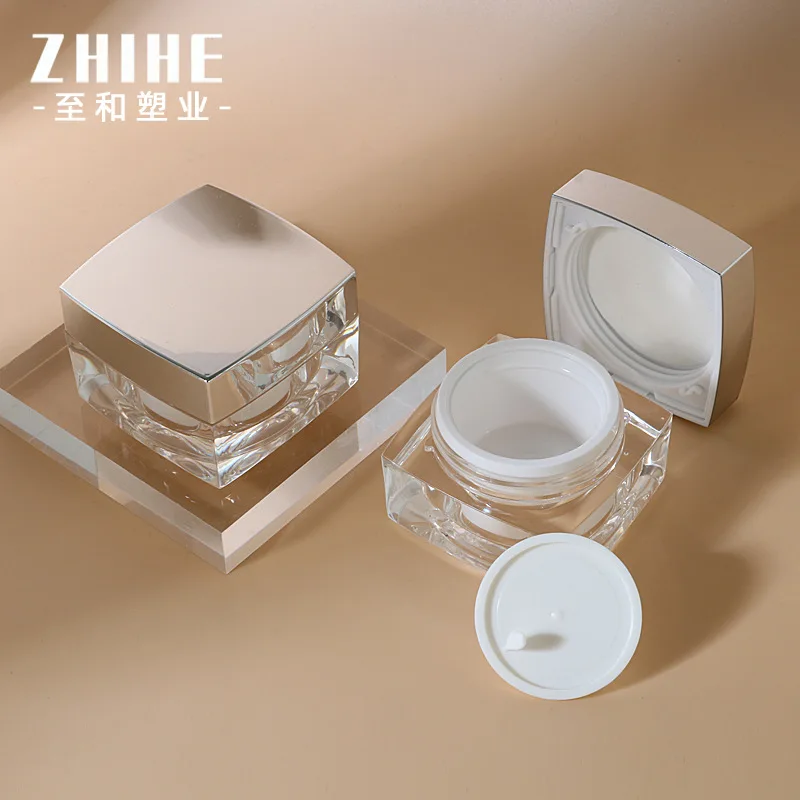 15g Acrylic Square Cream Jars with Silver Lid, Transparent Empty Face Cream Pots, Refillable Cosmetic Containers for DIY