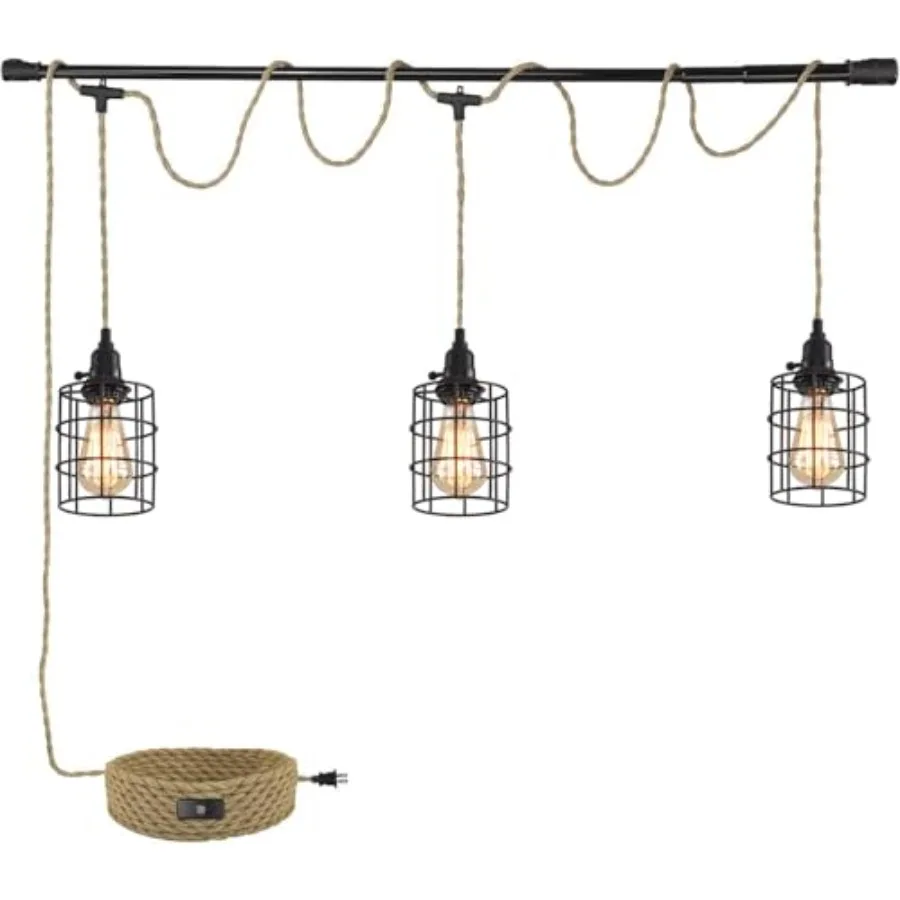 

Hanging with Plug in Cord, Plug in Pendant 22Feet Pendant ing Vintage Hanging Lamp Fixtures for Kitchen Island Living Room Bedr
