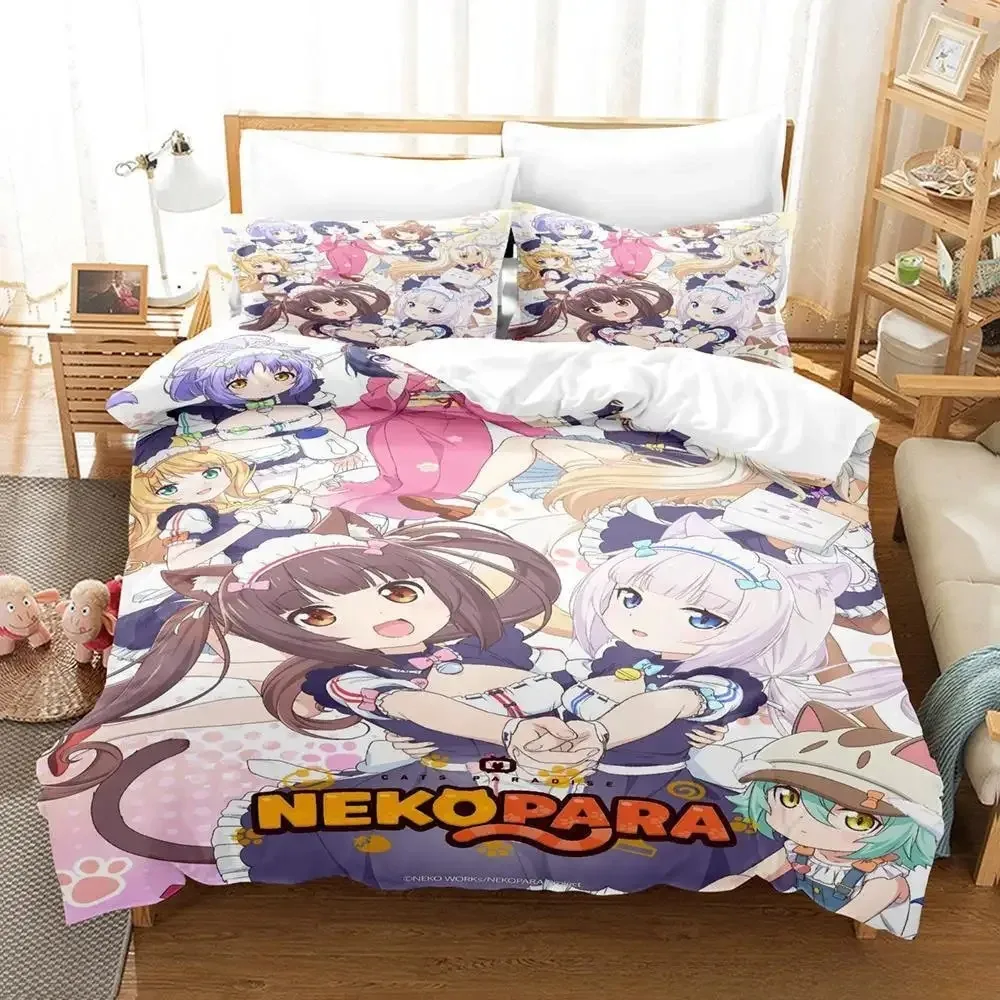 3D Druck Anime Kawaii Mädchen Nekopara Bettwäsche Set Einzel Twin Voll Königin König Größe Bett Set Erwachsene Kind Schlafzimmer Bettbezug Sets