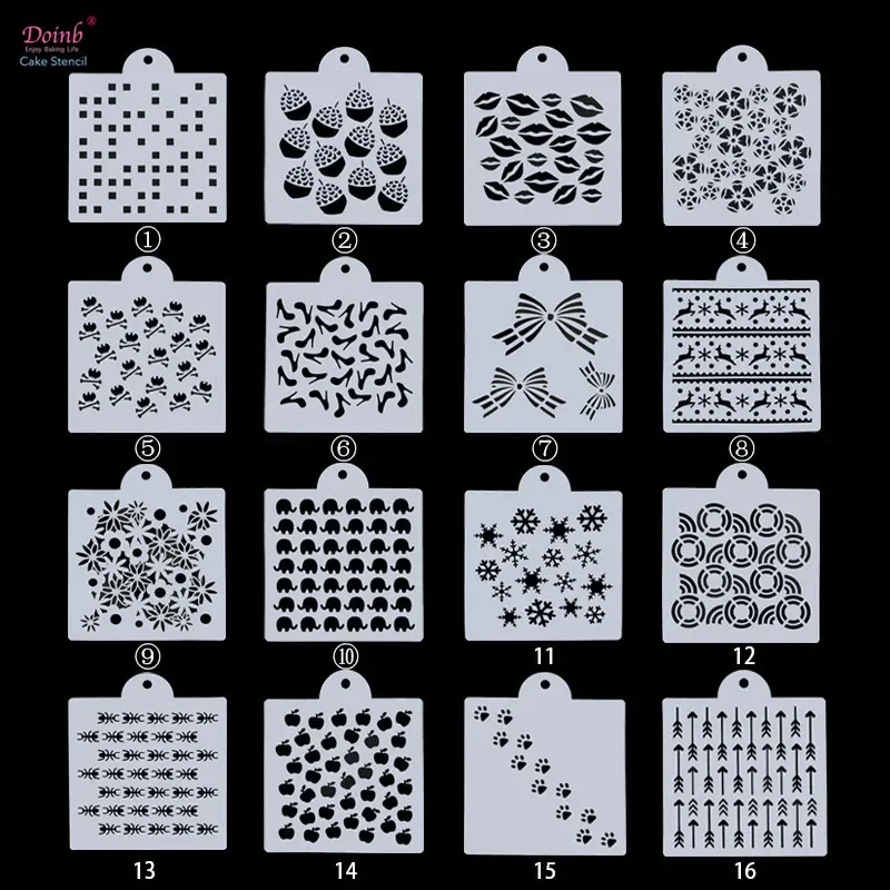 6inch DIY Flower Animal Plastic Cake Stencil Mold Lace Pad Spray Flower for Wall Painting Cupcake Decoration Baking Tool Moulds