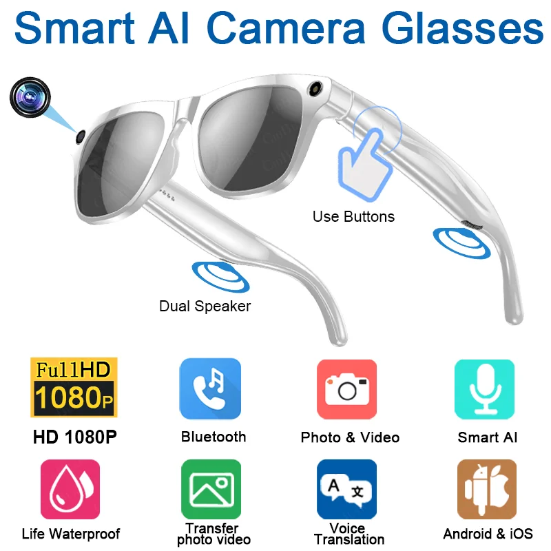 OPPO 6K HD AI Smart Glasses Photochromic Multifunction Bluetooth Calling Voice Assistant Music Player Translate Camera Glasses