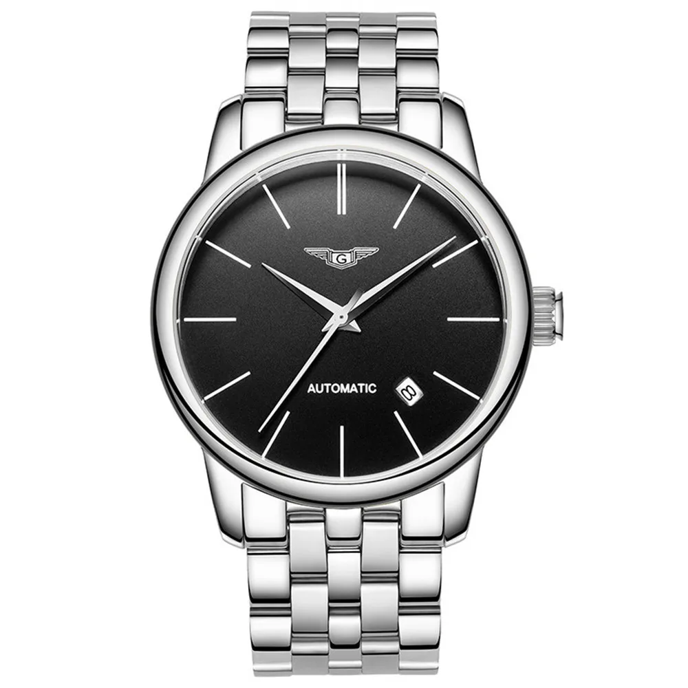 GUANQIN Men Luxury Wrist Watch Japanese Automatic Self-Wind Mechanical Steel Leather Wristwatch Top Brand Timepiece for Man