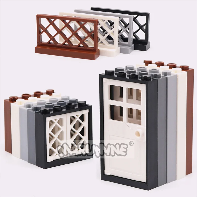 32 قطعة نافذة الباب سياج MOC اللبنات منزل المدينة لتقوم بها بنفسك أجزاء مجموعة عرض الشارع الطوب اكسسوارات 60607 60594 60596 60623 3185 #4