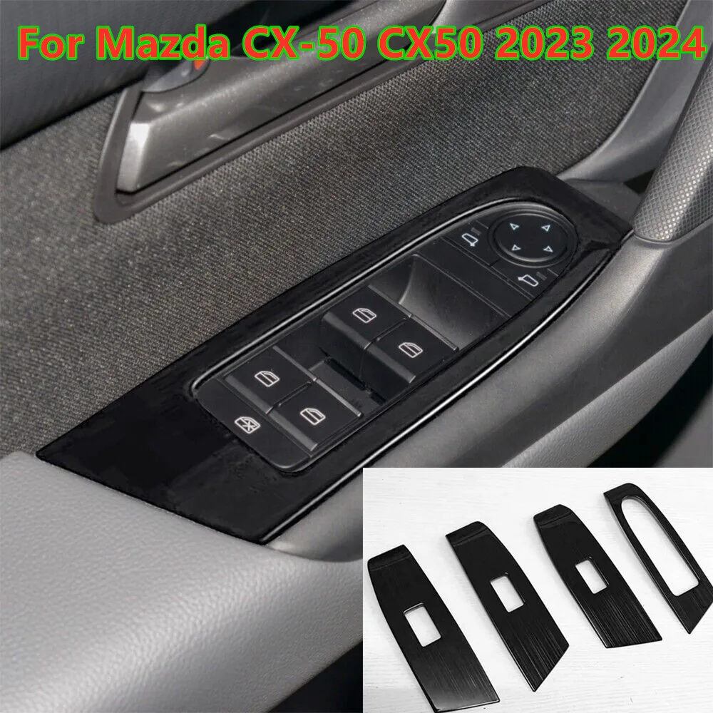 4X Black Door Window Lift Switch Panel Trim Cover For Mazda CX-50 CX50 2023 2024
