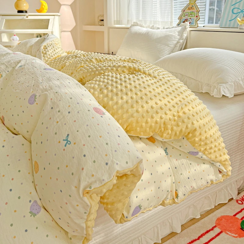 

Ab Version Aerobic Double-layer Soft Yarn Bean Fleece Single Quilt Cover Winter Printed Thickened Warm Single-layer Fleece Duvet