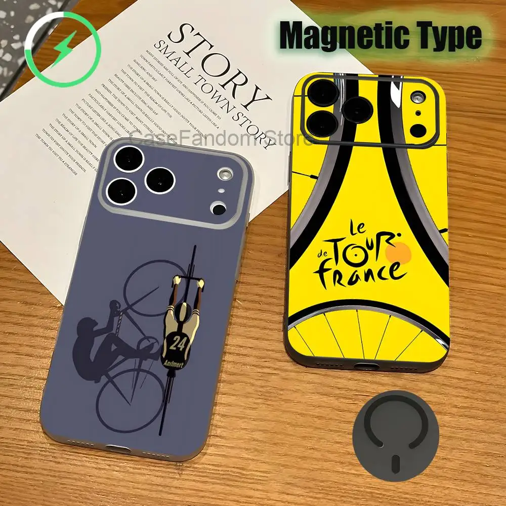 

Tour De France Bicycle Exercise For iPhone 17,16,15,14,13,12Pro,Max,Plus Magnetic Wireless Charging Transparent gray Phone Case