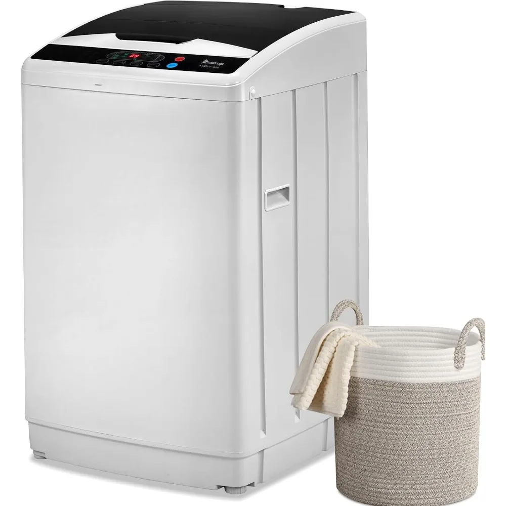 

25LBS Portable Washing Machine, Full-Automatic Laundry Machine with Stainless Steel Drum, 10 Wash Programs Compact