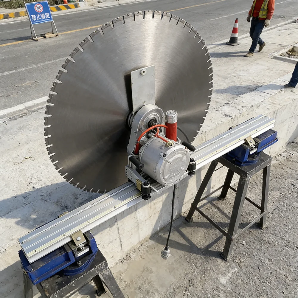 Remote Controlled Electric Wall Saw with Track System for Ventilation Duct Installation in Tunnels