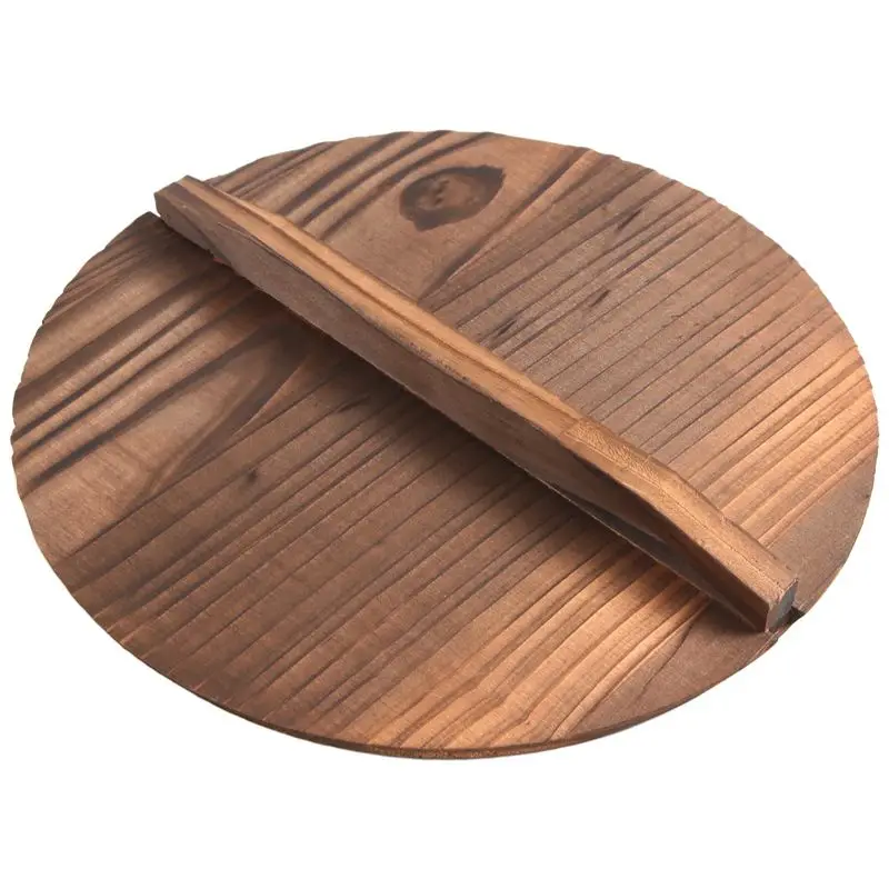 A7THK-Kitchen Multi-Functional Wooden Pot Cover Handle Pan Lid Eco-Friendly Anti-Scalding Wood Baking Pot Lids Cover