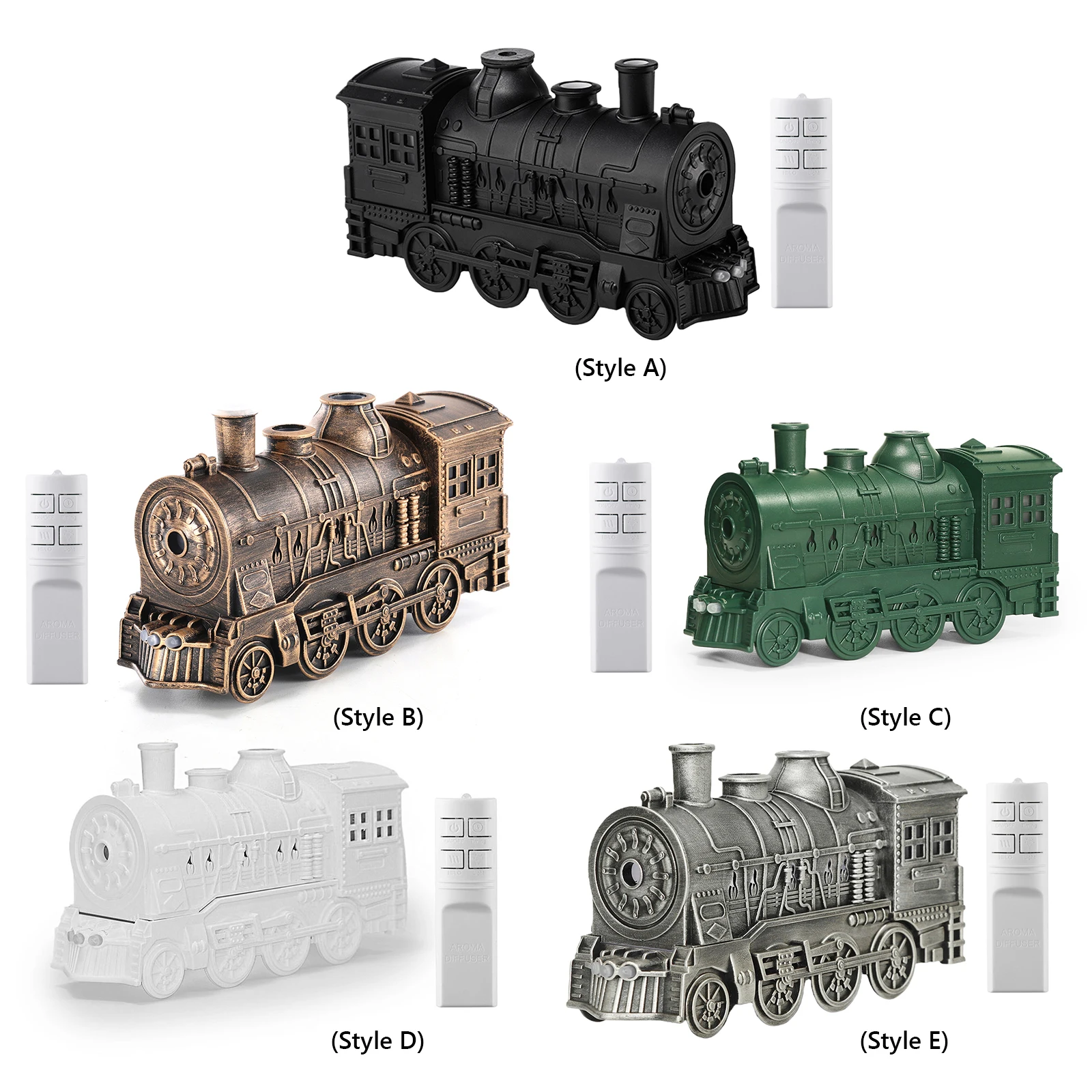 Retro Steam Train Ultrasonic Aroma Diffuser Humidifier 300ml USB LED Lamp 2H/8H Timer Auto Shut-Off