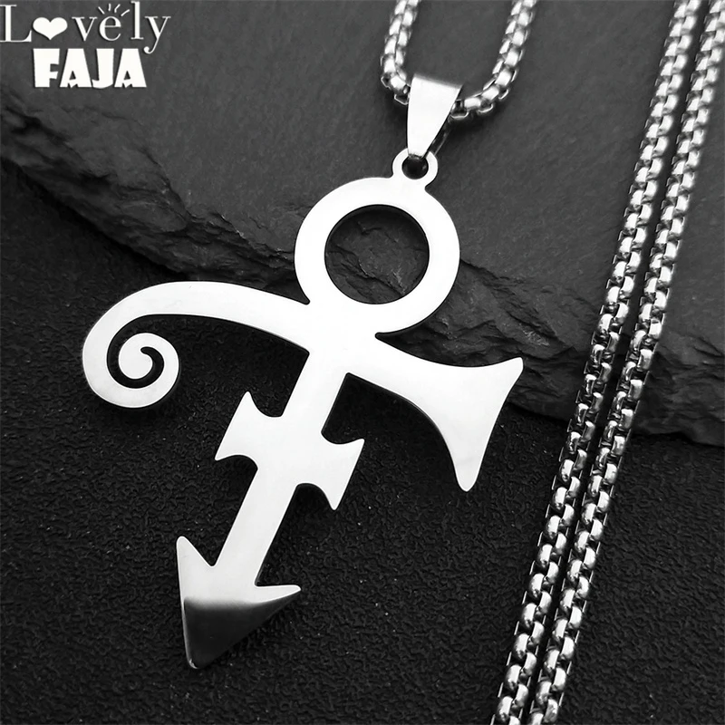 RIP Memorial Symbol Love Logo Steampunk Stainless Steel Necklace Women The Minimalism Artist Love Symbol Prince Necklace Jewelry