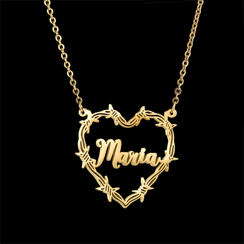 Nextvance Customized Name Thorns Necklace Earrings Set Heart Stainless Steel Personalized For Women Jewelry Accessories Gifts