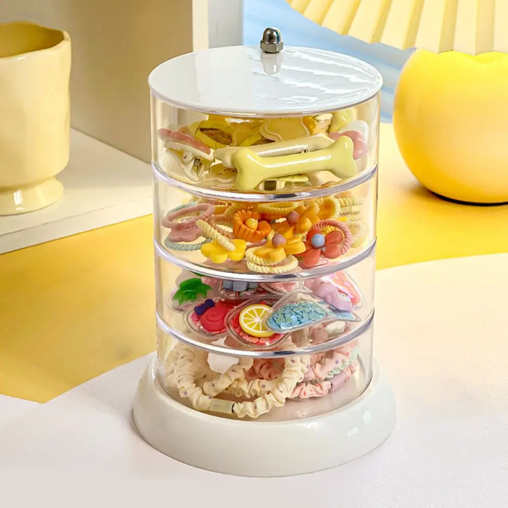 Multi layer Jewelry Box 4 Tier Rotatable ganizer for Earrings Necklaces Rings Hair Clips Accessories Display Home Bedroom