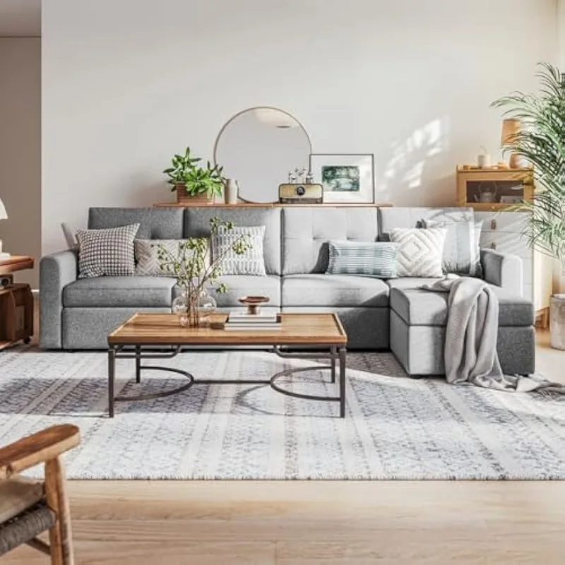 

Modular Sectional Sofa - Rubik III Oversized Deep Seat Couches with Storage Seats & Removable Cover, Modern Comfy 5 S