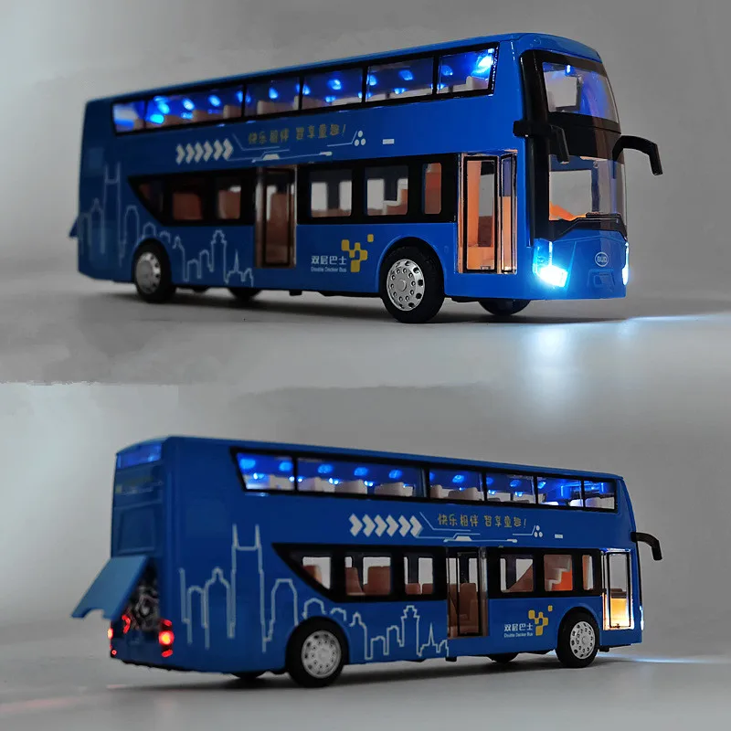 1:32 alloy pull back bus model, high imitation double decker bus,flash toy vehicle, free shipping