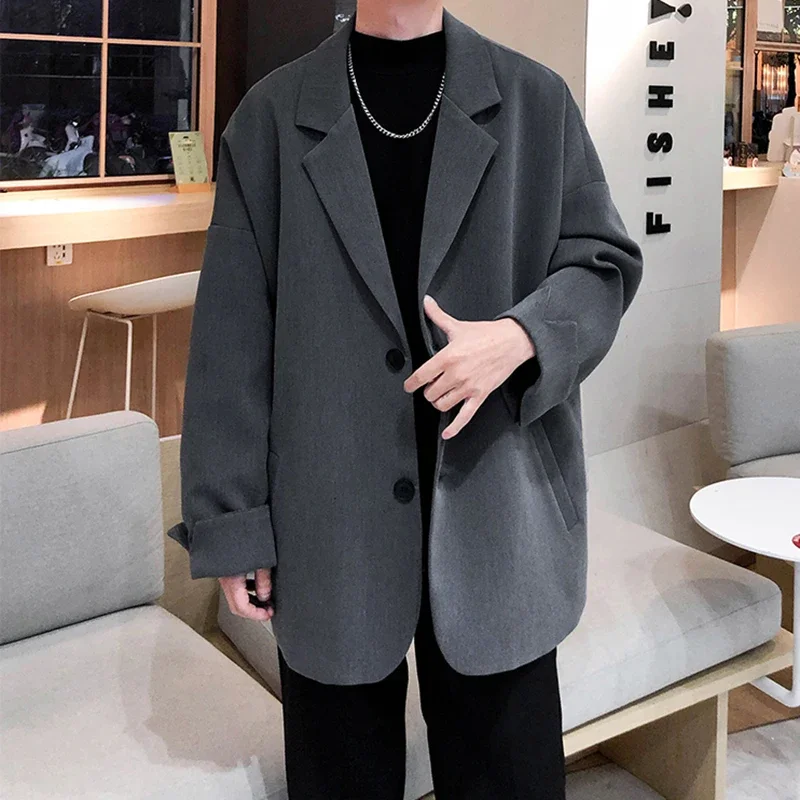 British-style Blazers Men Leisure Trendy Loose Suit Jackets Male Retro Daily Streetwear All-match Simple Korean Suit-tops