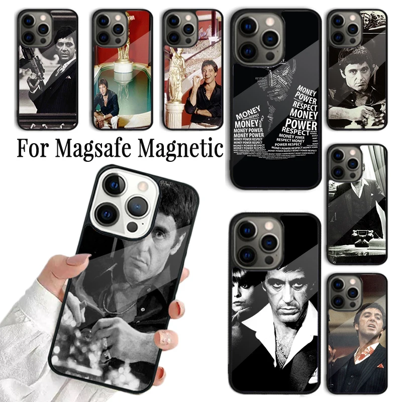 Phone Case For iPhone 16 15 14 13 12 11 Pro Max Plus Magsafe Magnetic Wireless Charging Cover Scarface Al Pacino Tony Montana