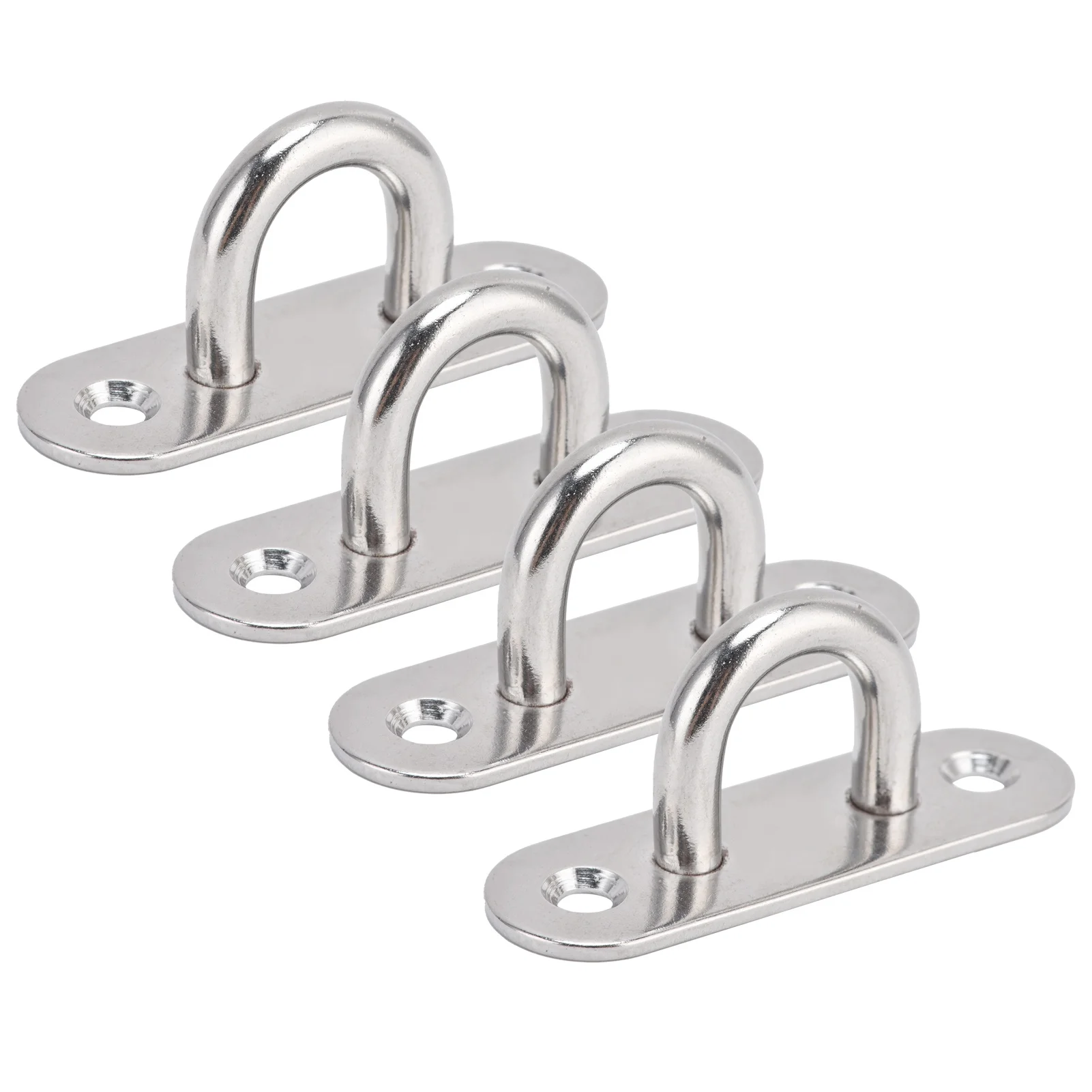 4Pcs Oval Hooks Eyelet 304 Stainless Steel 8mm Ceiling Pad Eye Plate Hardware Staple Loops