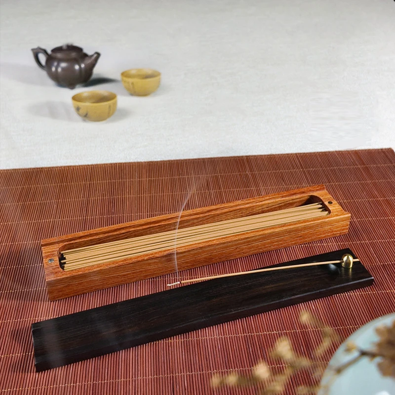 Zen Double-layer Line Incense Burner Rosewood/Purple Sandalwood Home Dual-purpose Incense Box Tea Ceremony Desktop Ornament