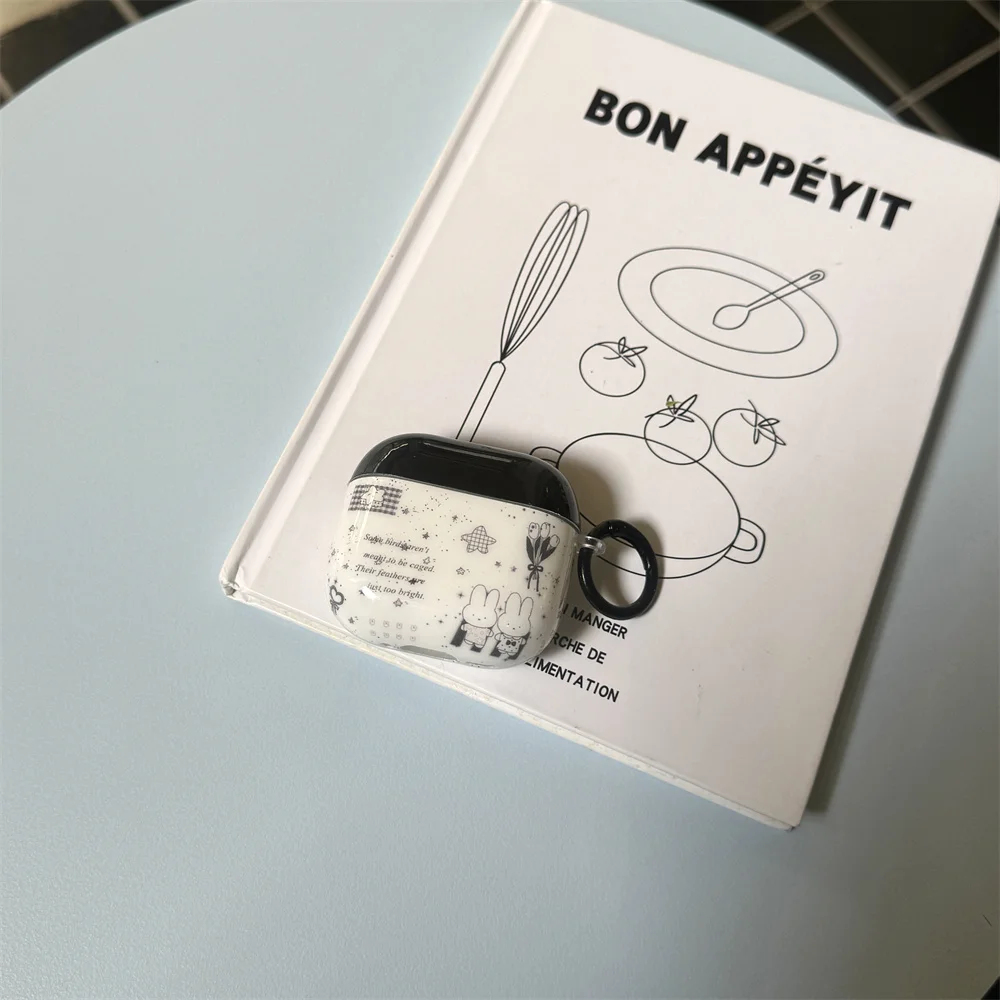 

Plaid Star White Line Rabbit Earphone Case Cover for Airpods 4 3 2 Pro 2 Pro3 Cover Cute Headphone Case for Pro 2 Pro3 Funda