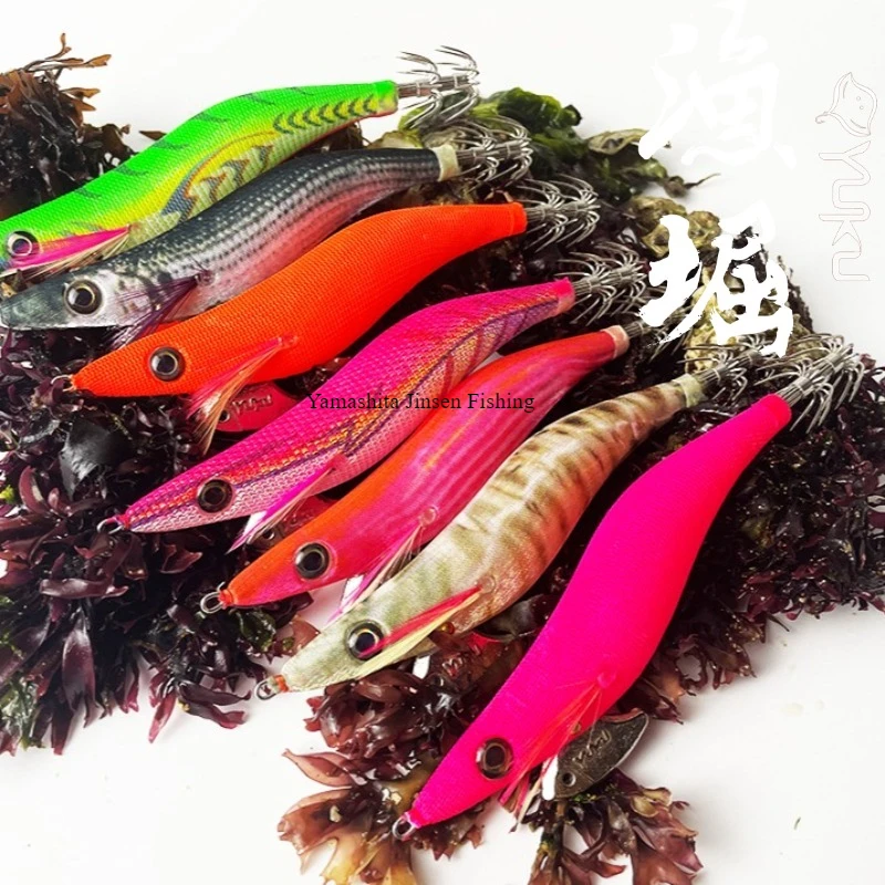 Yuku Night Glow Series 3,5 20g camarones de madera EGI JIG cebo de calamar señuelo sepia anzuelo de seda suave Taiwán