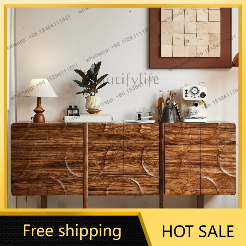 Factory Direct Sales High-end Ebony Solid Wood Nordic Light Luxury Storage Bedside Cabinet
