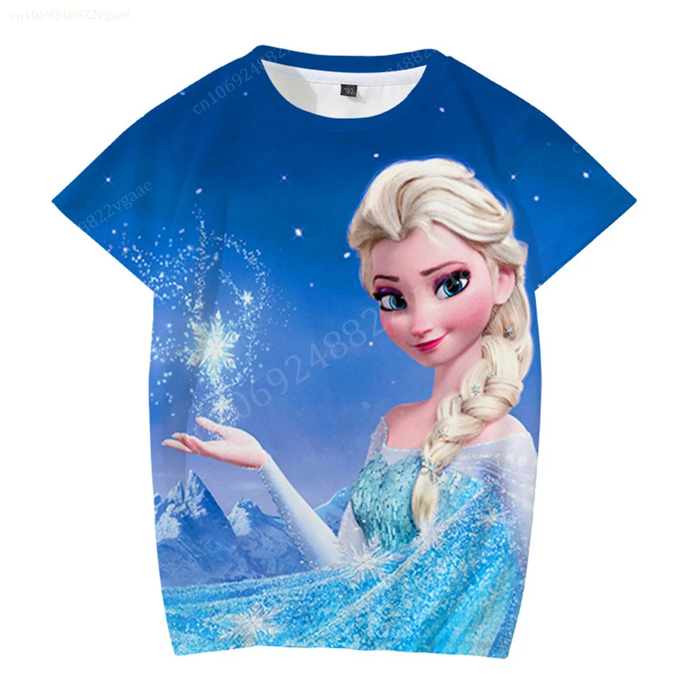 2024 Zomer Anna Elsa Frozen T-Shirt Meisjes Korte Mouw Top T-Shirt Kids Kleding T-Shirts Kinderen Vrouwen Gratis Verzending