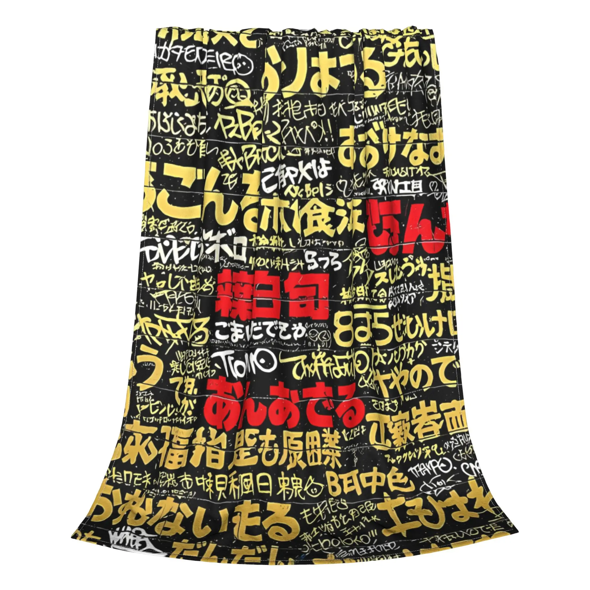 1PC Home Cute Room Decor Positive Words Gold Tags On Black Wall Blanket Throw Blanket Graffiti Novelty Warm Blanket All Season