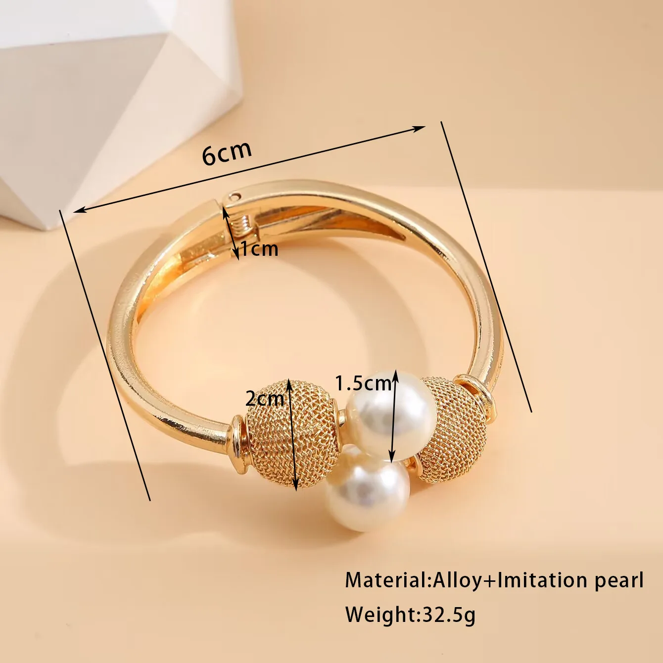 Vintage Creative Simple Bangle For Women Elegant Exaggerated Pearl Open Bracelet Female Fashion Party Jewelry Accessories