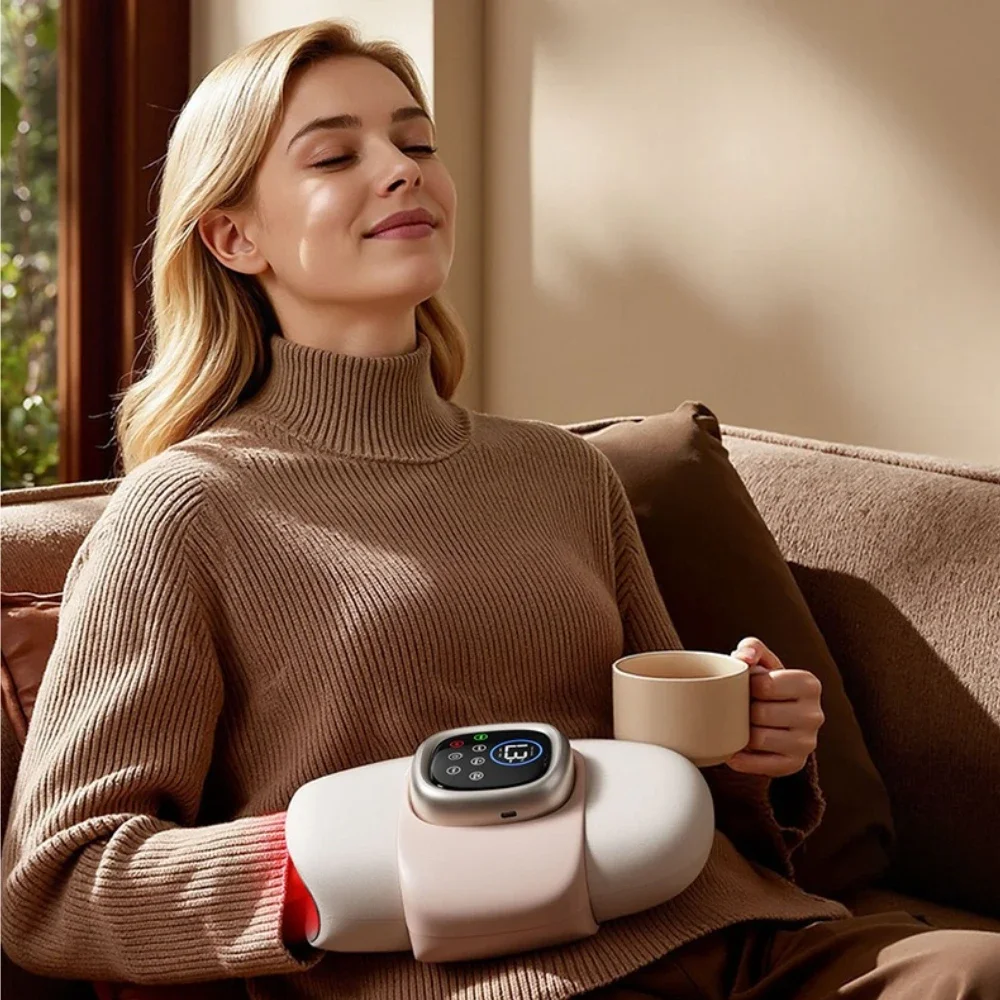 Hand Massager, Hot Compress Kneading Physiotherapy Device for Wrist Fingers Palms Joint Numbness Relief