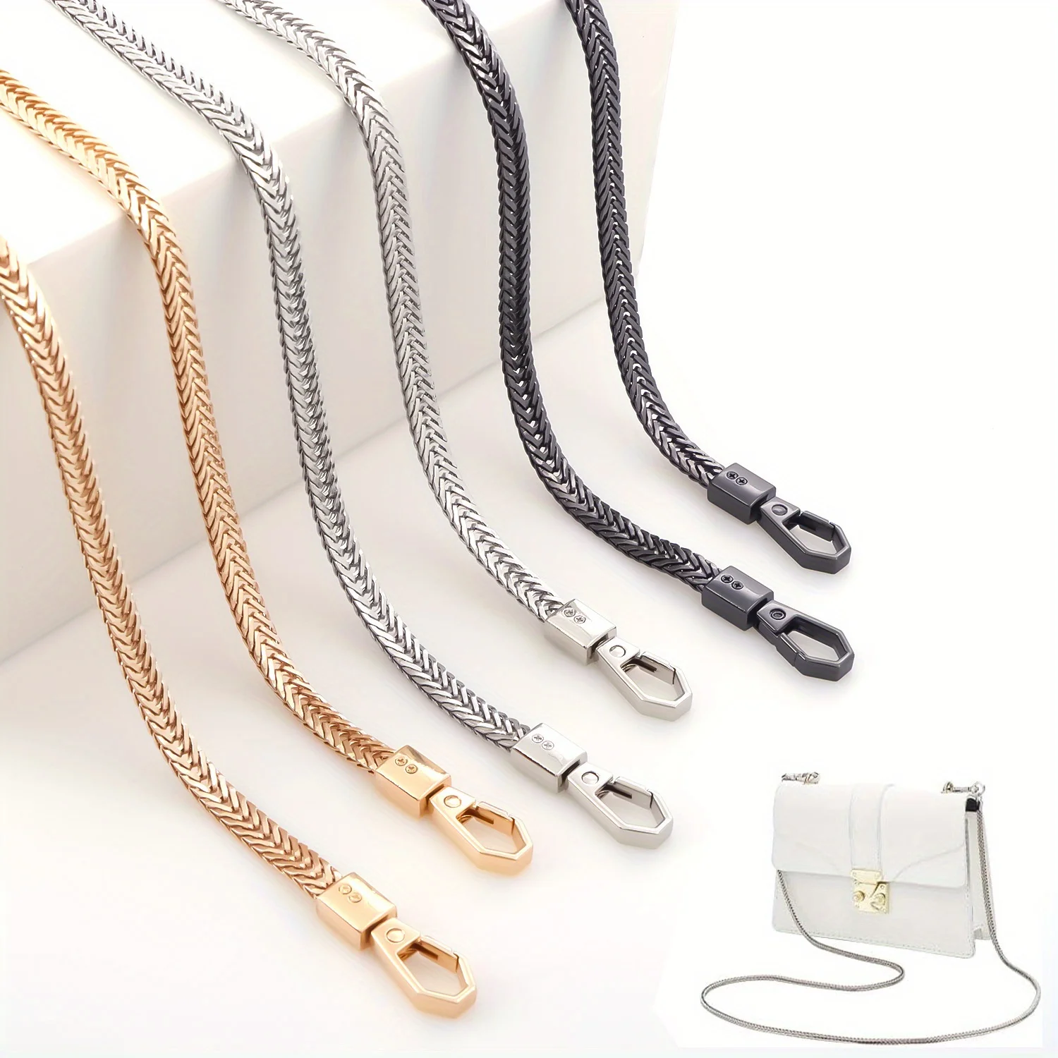 Snake Bag Chains Bag Chain Strap Replacement 7mm Wide Flat Chain Strap Metal Chains for Wallet Tote Bag Shoulder Crossbody Bag