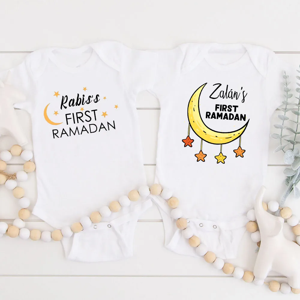 Personalised Baby 1st Ramadan Bodysuit Custom Name Boys Girls Ramadan Outfits Jumpsuit Islamic Muslim Newborn Clothes