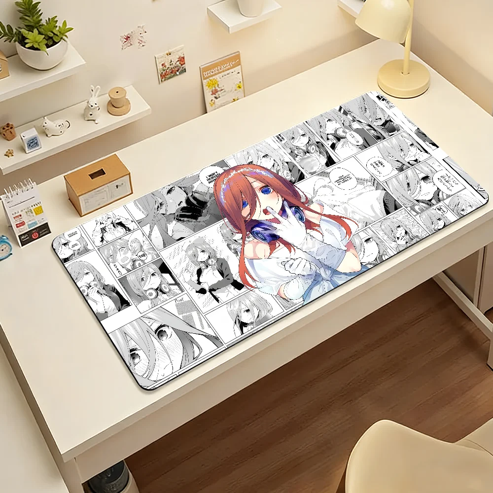 Gaming Mouse Pad, Large Desk Mat, Anti-slip, Stitched Edges, Stylish Miku Nakano Print, Extended Keyboard Mat for Gamer Office