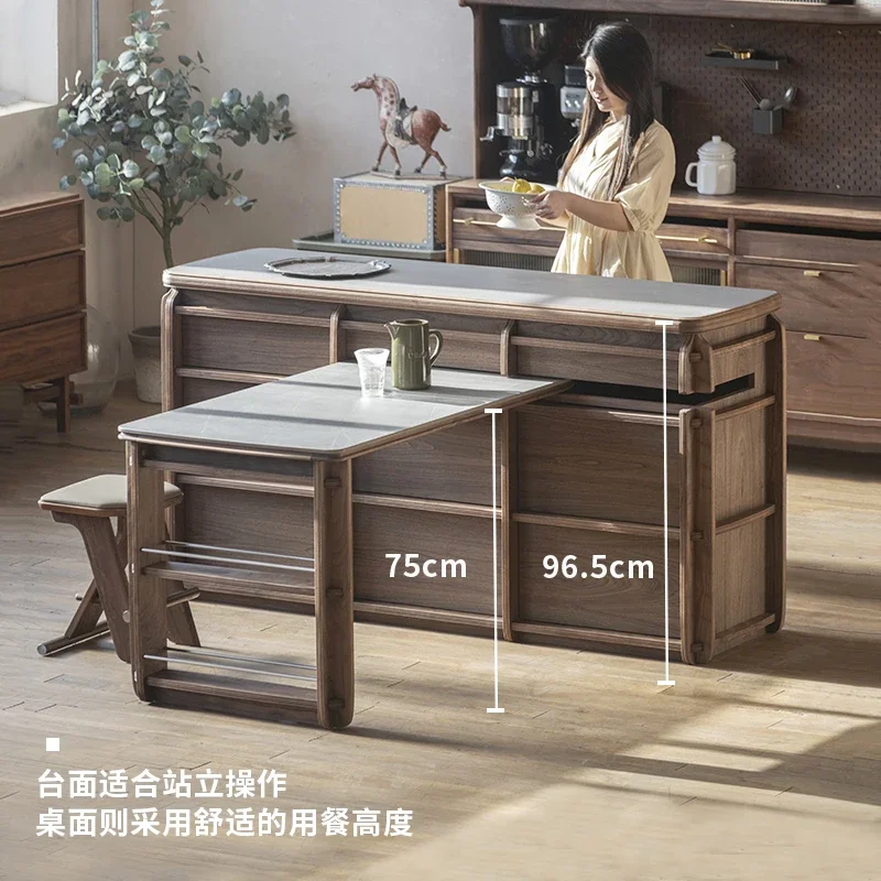 Rotatable dining table integrated solid wood medium and ancient style small household can be