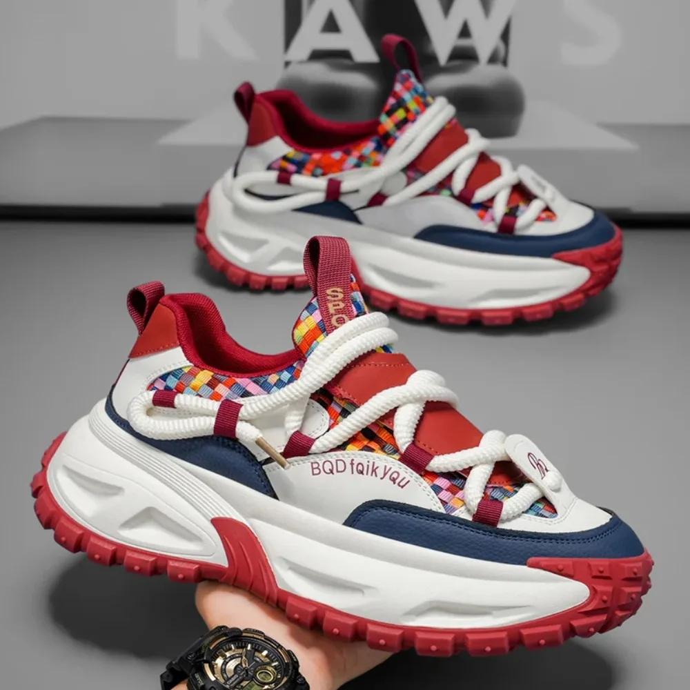 

Platform Sports Shoes Mesh Shoes Apring and Autumn Outdoor Shoes for Men Thick Bottom Wear-resistant Non-Slip Men's Sneakers